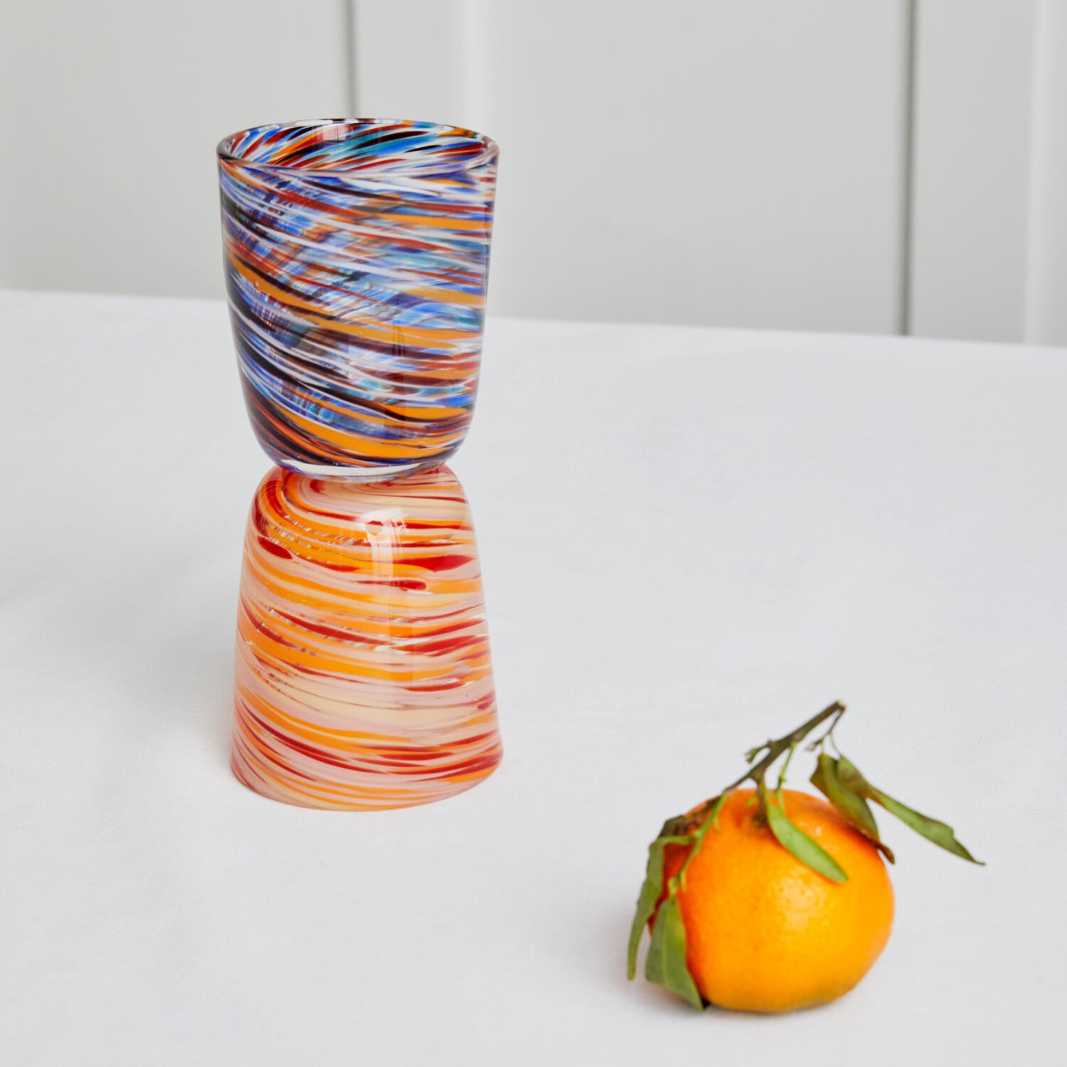 Multi Twist vandglas - orange/rød/beige